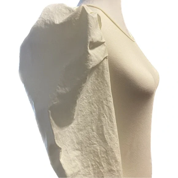 Skies are Blue Puff Sleeve Blouse Cream Crew Neck Size XS NWT - Picture 8 of 16